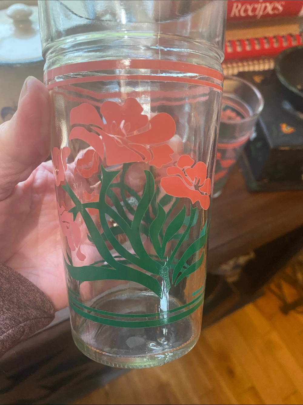 Vintage Anchor Hocking pink tulip set of glasses